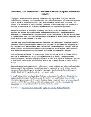Implement Data Protection Frameworks to Ensure Complete Information Security