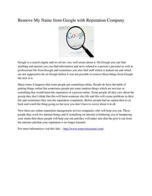 Remove My Name from Google with Reputation Company