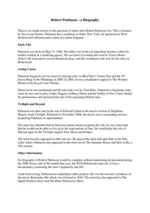 Biography of Robert Pattinson