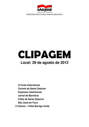 Clipagem Folha Barriga Verde 29/08/2012