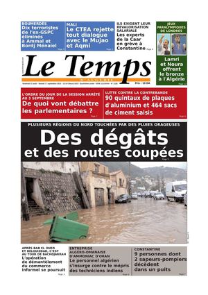 Le Temps d'Algérie Editions du Samedi 01 Septembre 2012