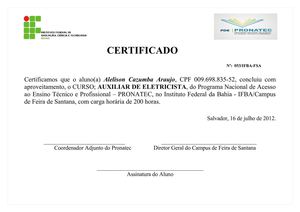 Modelo de Certificado Pronatec 