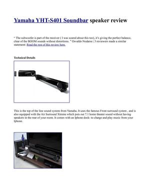 Yamaha YHT-S401 Soundbar speaker review