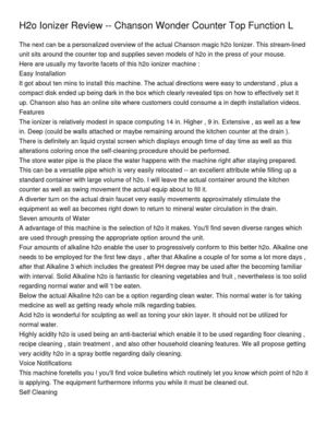 H2o Ionizer Review -- Chanson Wonder Counter Top Function L