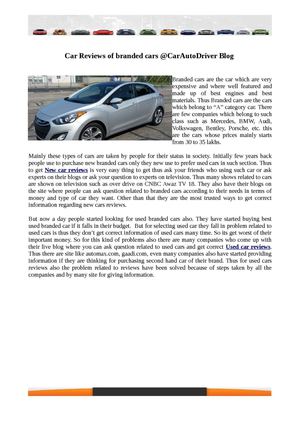 Car Reviews of branded cars @CarAutoDriver Blog