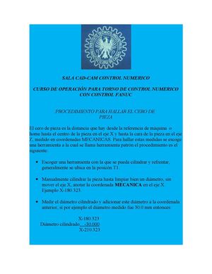 RUTINA: OPERACIÓN Y PUESTA EN FUNCIONAMIENTO  TORNO CNC