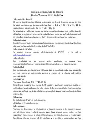 Reglamento Circuito Olimpo Spa "Primavera 2012"