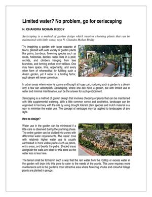 Limited Water. No Problem, Go for Xeriscaping - India