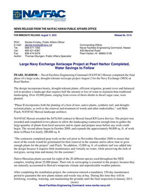 Large Navy Exchange Xeriscape Project at Pearl Harbor Completed