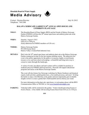 Halawa Xeriscape Garden’s Annual Open House and Unthirsty Plant Sale
