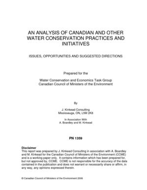 An Analysis Of Canadian And Other Water Conservation Practices And Initiatives
