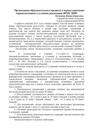 Организация адаптационного периода первоклассников