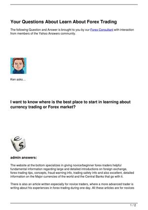 Your Questions About Learn About Forex Trading