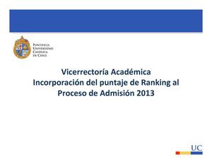 Ranking de Egreso y Admisión 2013 PUC