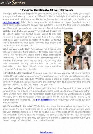 5 Important Questions to Ask your Hairdresser
