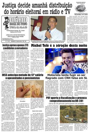Jornal Diário Boca do Povo de quinta-feira dia 09 de agosto de 2012