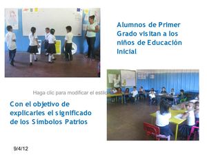 alumnos de primer grado explican el significado de los simbolos patrios de NIcaragua