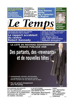Le Temps d'Algérie Editions du Mercredi 05 Septembre 2012