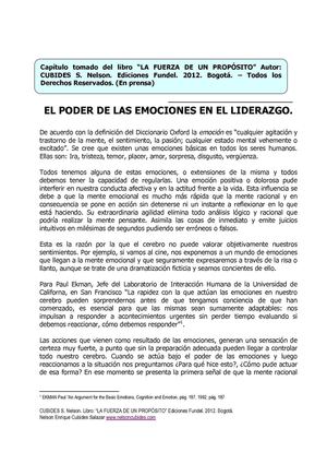 El poder de las emociones en el liderazgo. Cubides, N