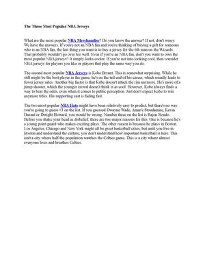 The Three Most Popular NBA Jerseys