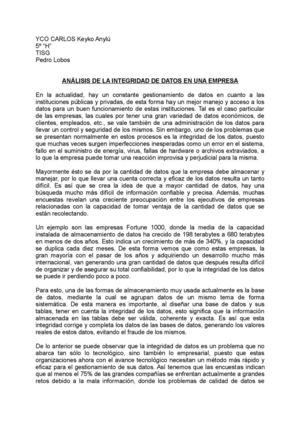 ANÁLISIS DE LA INTEGRIDAD DE DATOS- TISG