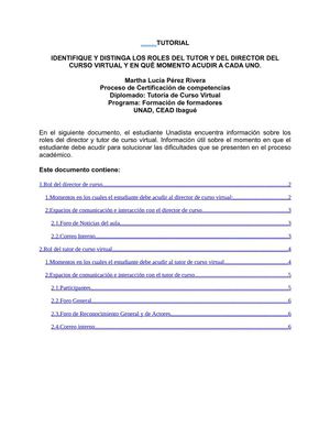 Roles que ejercen el director de cursos y el Tutor en un curso Virtual. UNAD