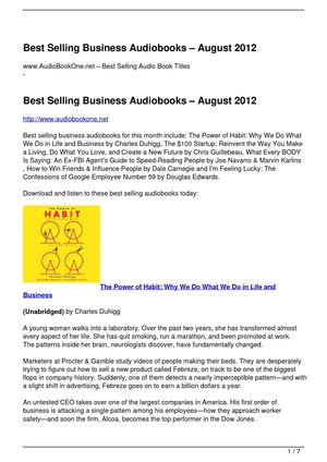 Best Selling Business Audiobooks August 2012