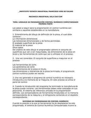 Lenguaje de Programación CNC 1a. parte