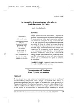 La formación de educadores y educadoras desde la mirada de Freire