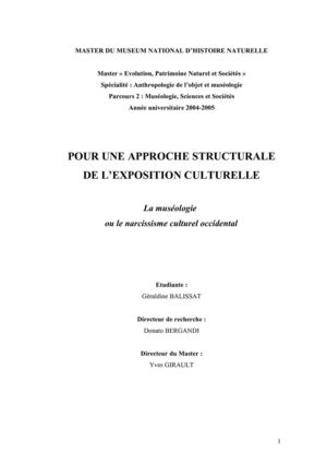 Pour une approche structurale de l'exposition culturelle. La muséologie ou le narcissisme culturel occidental. 