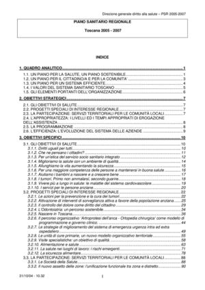 piano sanitario della regione toscana per gli anno 2005-2007