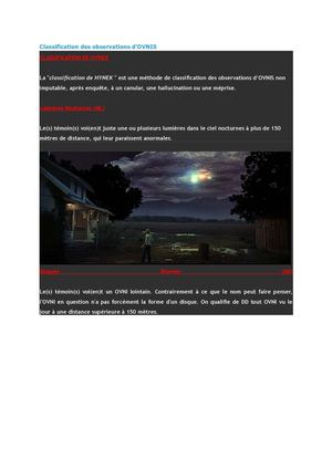 Classification des observations d'ovnis