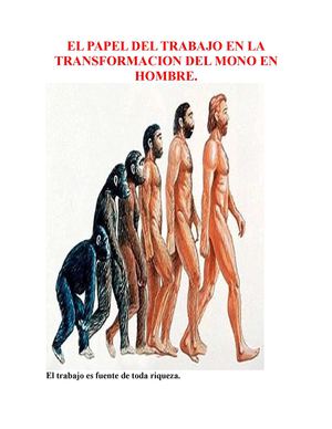 el papel del trabajo en la transformación del mono en hombre