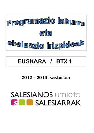 Programazio laburra eta ebaluazio irizpideak 12-13 / BTX1