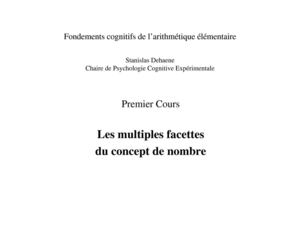 Fondements cognitifs de l'arithmétique élémentaire 