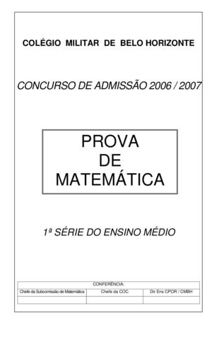 Prova de matemática 1º Ano 0607