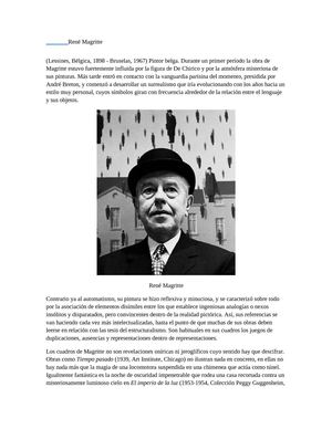 Un Artista Mágico Rene Magritte