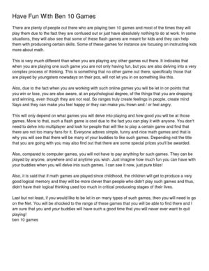 Have Fun With Ben 10 Games