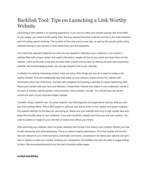 Backlink Tool Tips On Launching A Link Worthy Website