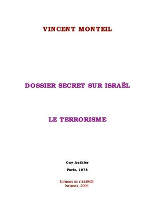 DOSSIER SECRET SUR ISRAËL       LE TERRORISME