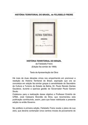 HISTÓRIA TERRITORIAL DO BRASIL