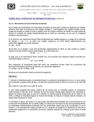 movimiento Cirlular u.a. EJERCICIOS 10