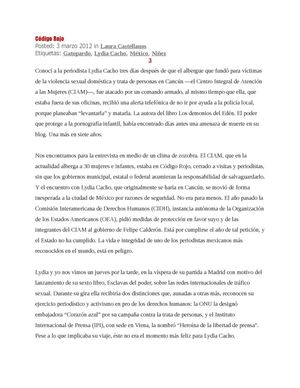 Nota - Código Rojo sobre Lydia Cacho