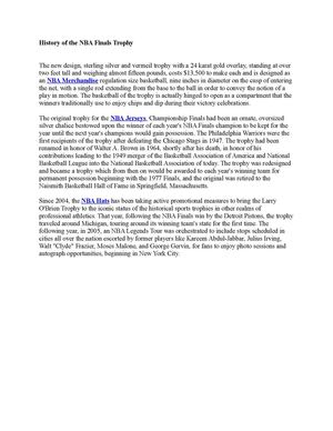 History of the NBA Finals Trophy