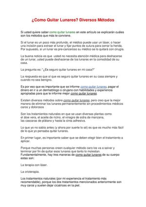 Como Quitar Lunares Diversos Métodos
