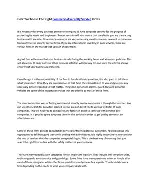 Calaméo - How To Choose The Right Commercial Security Service Firms