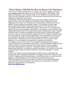 What Makes Niftylift the Best in Boom Lift Machines