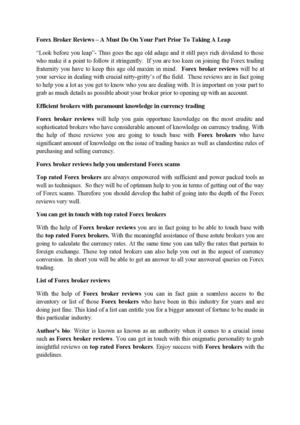  Forex Broker Reviews – A Must Do On Your Part Prior To Taking A Leap 