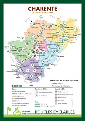 Charente à Vélo - Carte des boucles cyclables