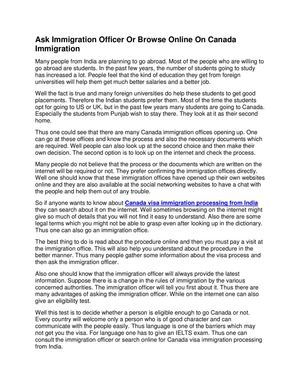 Ask Immigration Officer Or Browse Online On Canada Immigration